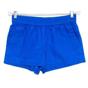 J Crew Blue Boardwalk Shorts Women 0 Pull On Pocket Elastic Waist Preppy Coastal